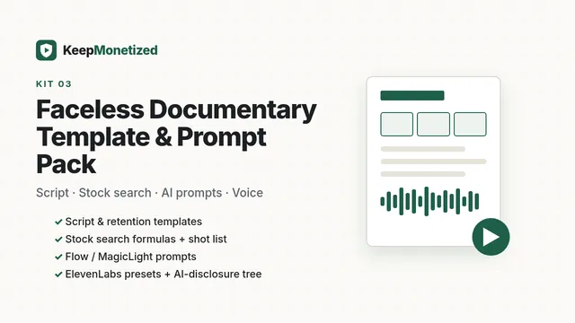 Faceless Documentary Template & Prompt Pack cover